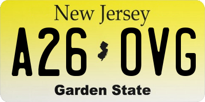 NJ license plate A26OVG