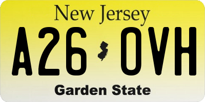 NJ license plate A26OVH