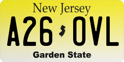 NJ license plate A26OVL