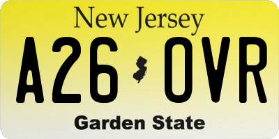NJ license plate A26OVR