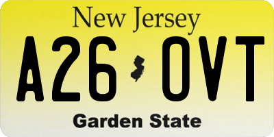 NJ license plate A26OVT