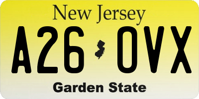 NJ license plate A26OVX