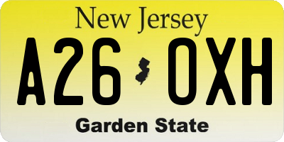 NJ license plate A26OXH