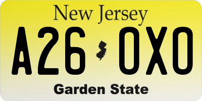 NJ license plate A26OXO