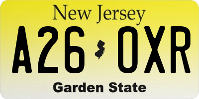 NJ license plate A26OXR