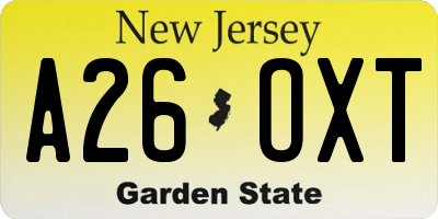 NJ license plate A26OXT