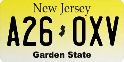 NJ license plate A26OXV