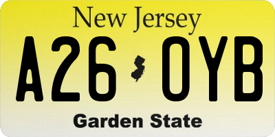 NJ license plate A26OYB