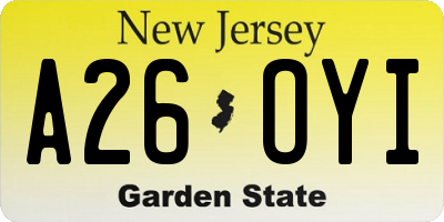 NJ license plate A26OYI