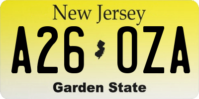 NJ license plate A26OZA
