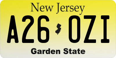 NJ license plate A26OZI