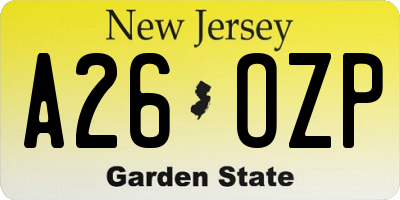 NJ license plate A26OZP
