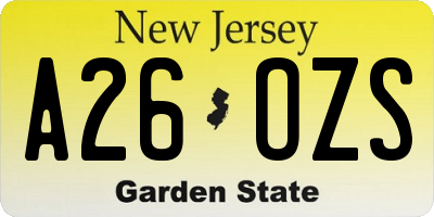 NJ license plate A26OZS