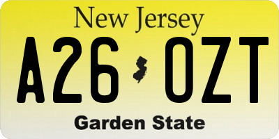 NJ license plate A26OZT