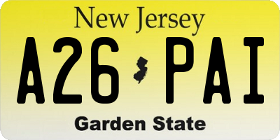NJ license plate A26PAI