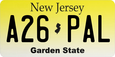 NJ license plate A26PAL