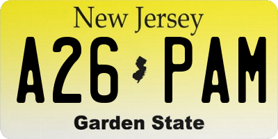NJ license plate A26PAM