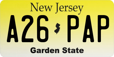 NJ license plate A26PAP