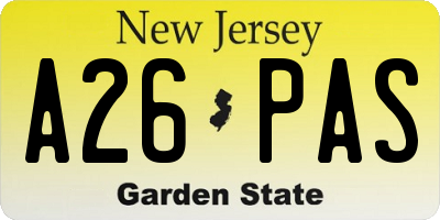 NJ license plate A26PAS