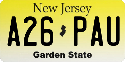 NJ license plate A26PAU