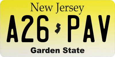 NJ license plate A26PAV