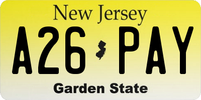 NJ license plate A26PAY