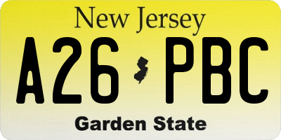 NJ license plate A26PBC