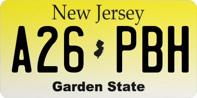 NJ license plate A26PBH