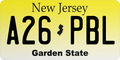 NJ license plate A26PBL