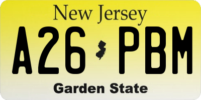 NJ license plate A26PBM