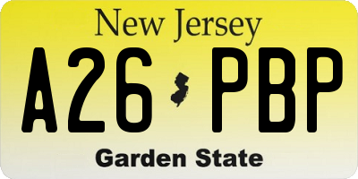 NJ license plate A26PBP