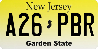 NJ license plate A26PBR