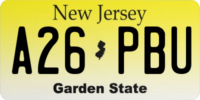 NJ license plate A26PBU