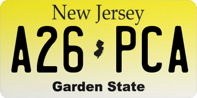 NJ license plate A26PCA
