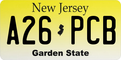 NJ license plate A26PCB