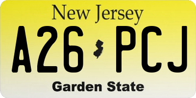 NJ license plate A26PCJ