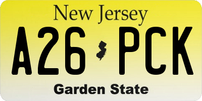 NJ license plate A26PCK