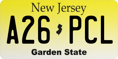 NJ license plate A26PCL