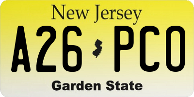 NJ license plate A26PCO