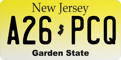 NJ license plate A26PCQ