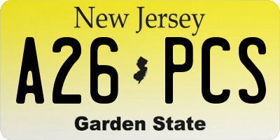 NJ license plate A26PCS