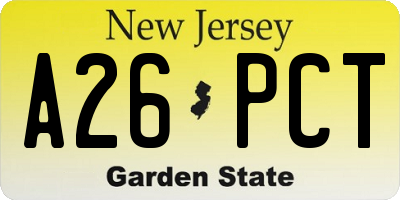 NJ license plate A26PCT