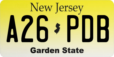 NJ license plate A26PDB