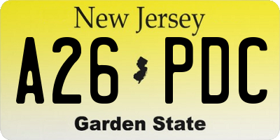 NJ license plate A26PDC