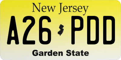 NJ license plate A26PDD