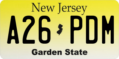 NJ license plate A26PDM