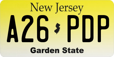 NJ license plate A26PDP