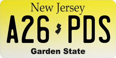 NJ license plate A26PDS
