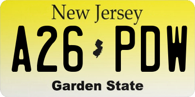 NJ license plate A26PDW
