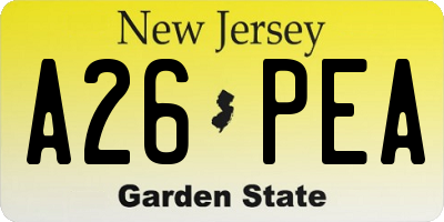NJ license plate A26PEA